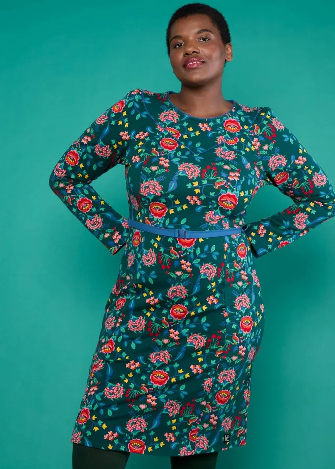 Blutsgeschwister Sweat Dress Home Sweet Folksy Green Women Dresses