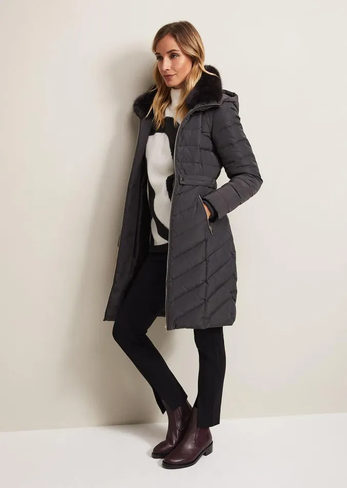 Bobbie Midi Puffer Charcoal Women Phase Eight Coats