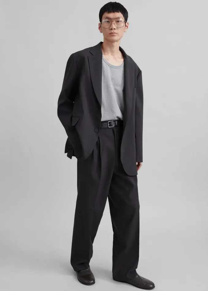 Bottoms Men The Frankie Shop Beo Suit Pants 8211 Dark Grey