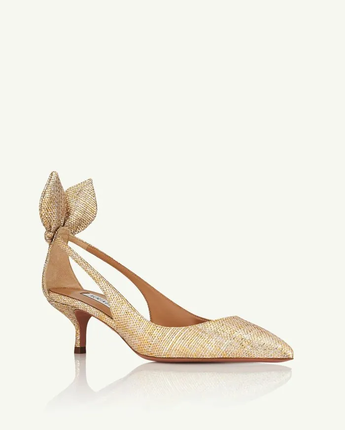 Bow Tie Pump 50 Gold Women Aquazzura Pumps
