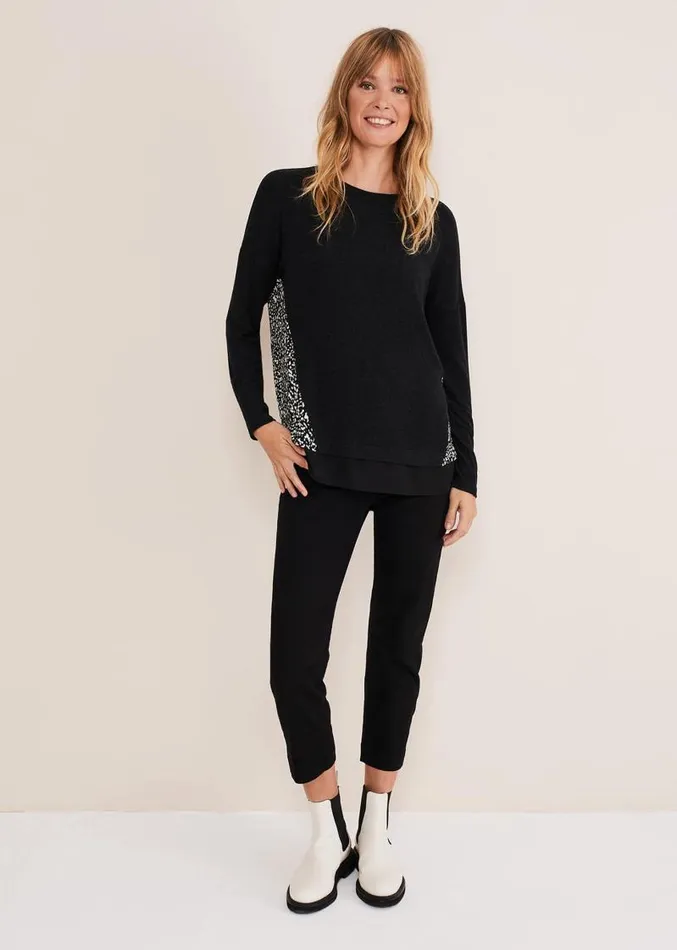 Bregitta Front Seam Top Blackivory Women Phase Eight Tops and TShirts