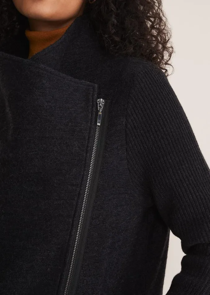 Byanca Zip Knit Coat Charcoal Women Phase Eight Knitwear