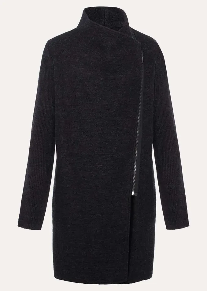 Byanca Zip Knit Coat Charcoal Women Phase Eight Knitwear
