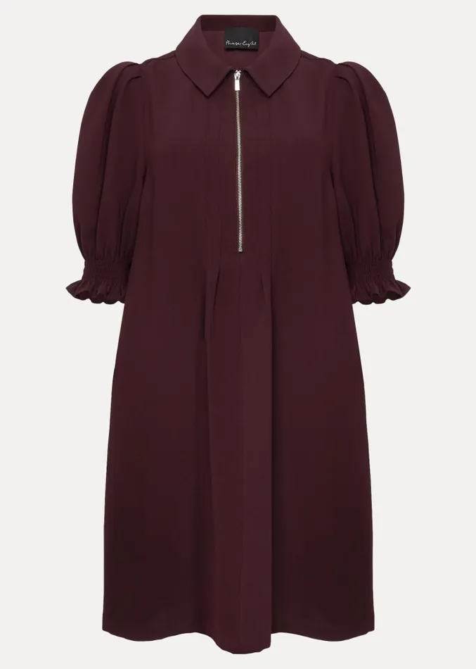Candice Burgundy Zip Mini Dress Wine Women Phase Eight Dresses