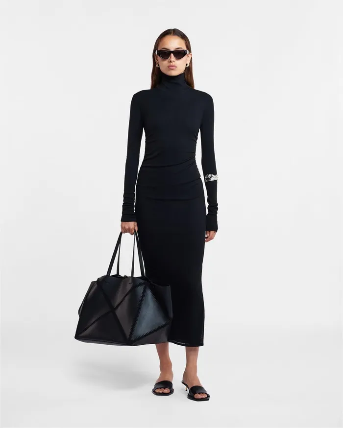 Cardia MeshJersey Turtleneck Dress Black Women Nanushka Dresses