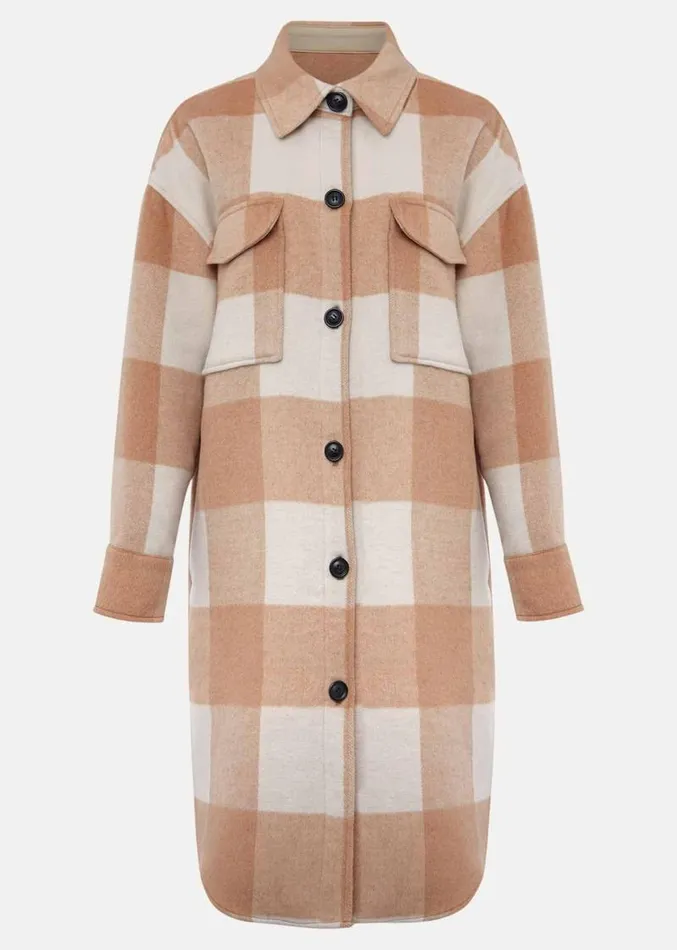 Carla Checked Shacket Pinkcream Women Phase Eight Coats