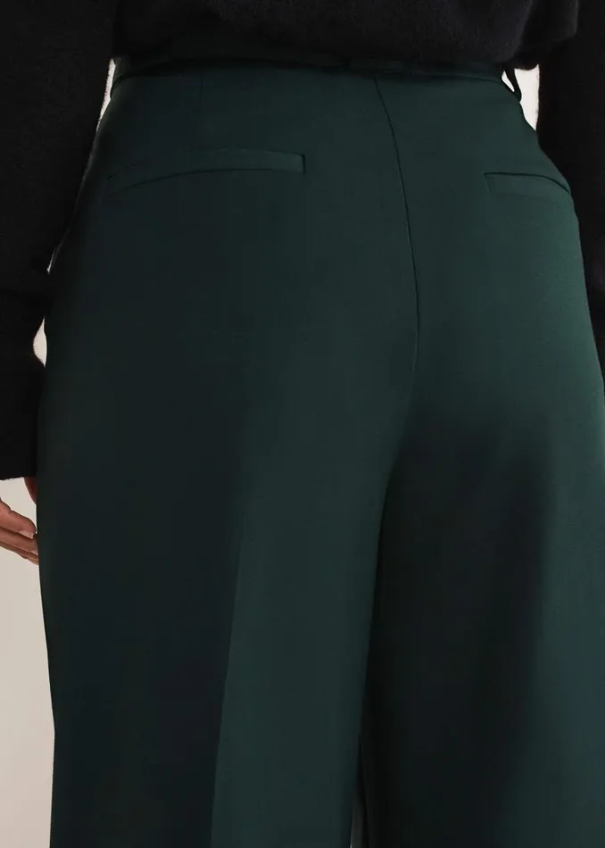 Catira Crepe Wide Leg Trousers Forest Green Women Phase Eight Trousers
