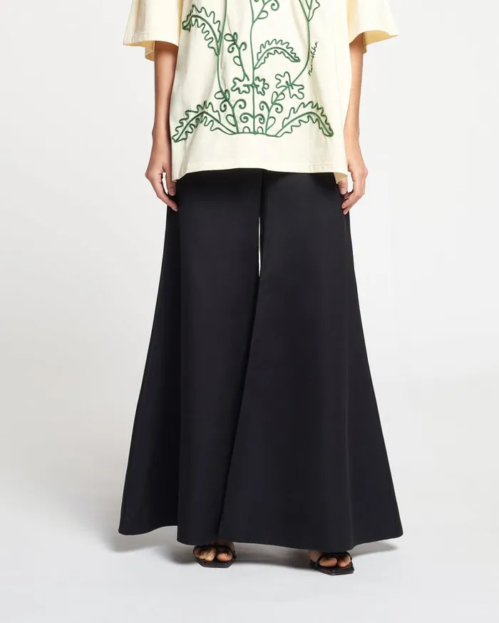 Charis Fluted TechSatin Pants Black Women Nanushka Pants