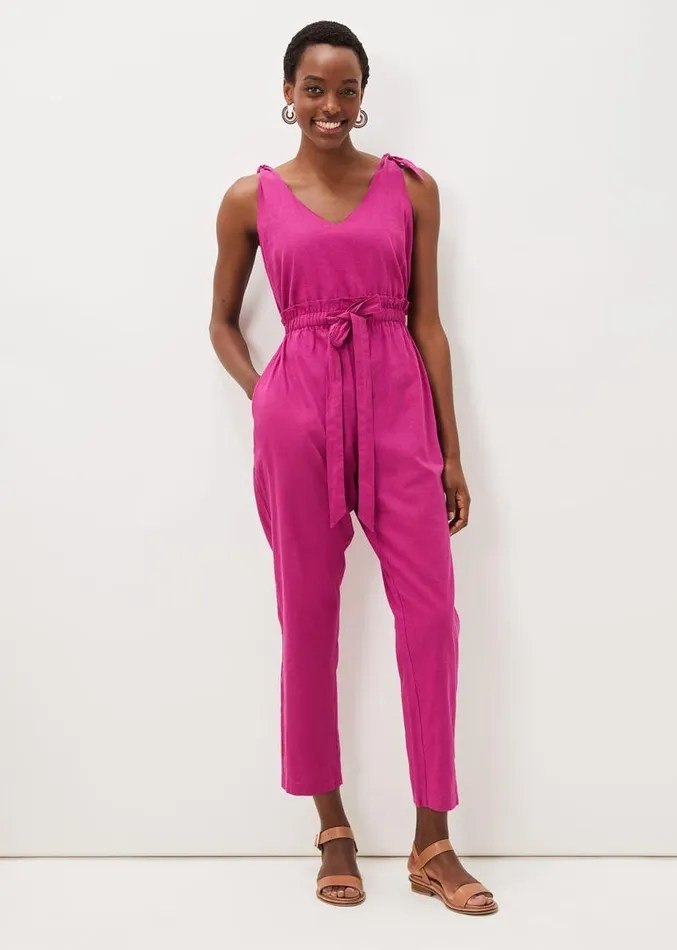 Chessie Linen Tie Jumpsuit Orchid Women Phase Eight Dresses