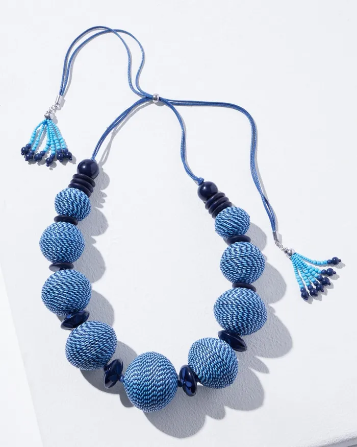 Chico039s Adjustable Single Strand Necklace NavyBlue Women Necklaces