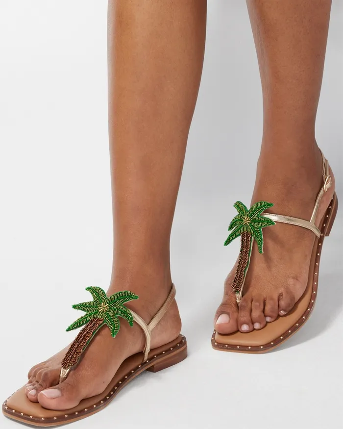 Chico039s Beaded Palm Thong Sandals Natural Women Shoes