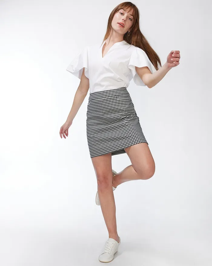 Chico039s Brigitte Gingham Skort AlabasterBlack Women Pants