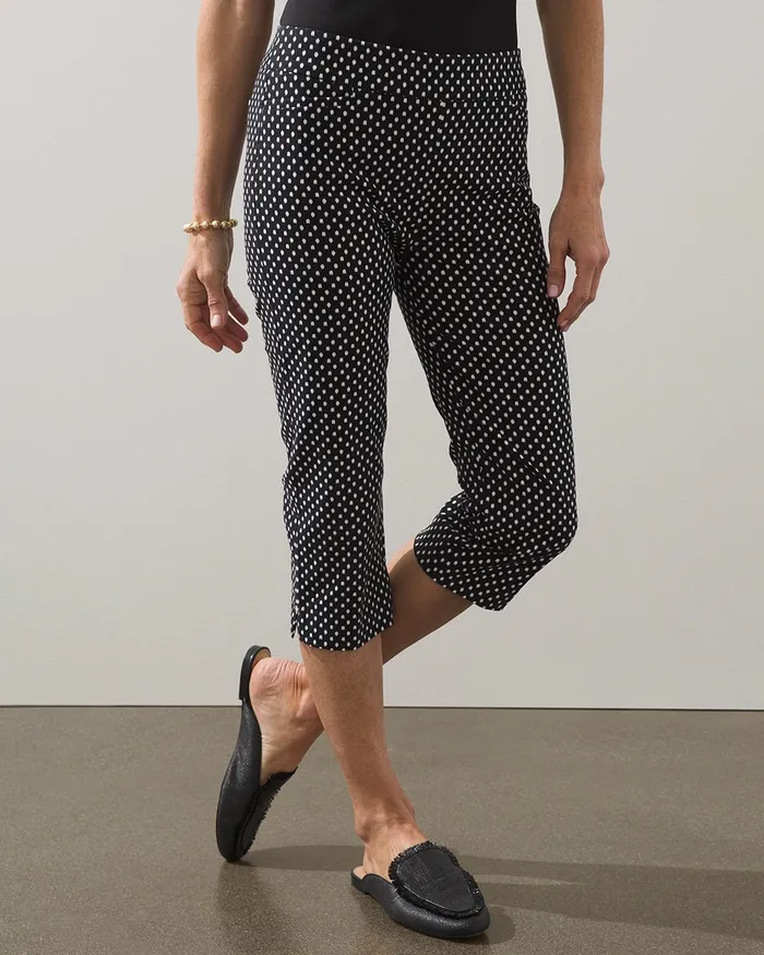 Chico039s Brigitte Ikat Dot Capris BlackAlabaster Women Pants