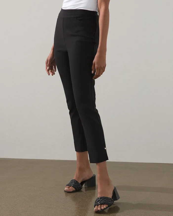 Chico039s Brigitte Rivet Hem Slim Ankle Pants Black Women Pants