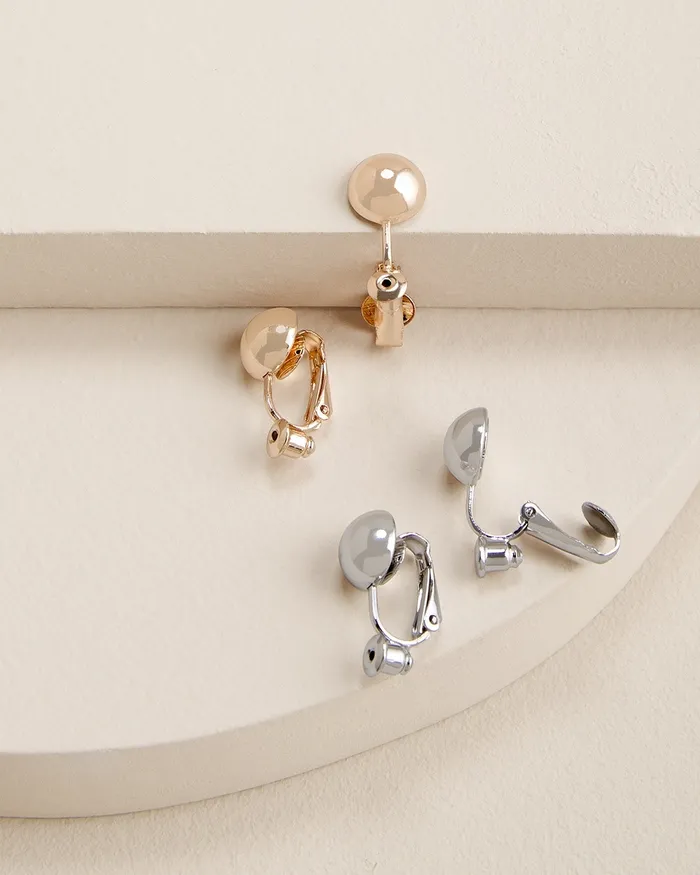 Chico039s Clip Earring Converters Mixed Metals Women Earrings