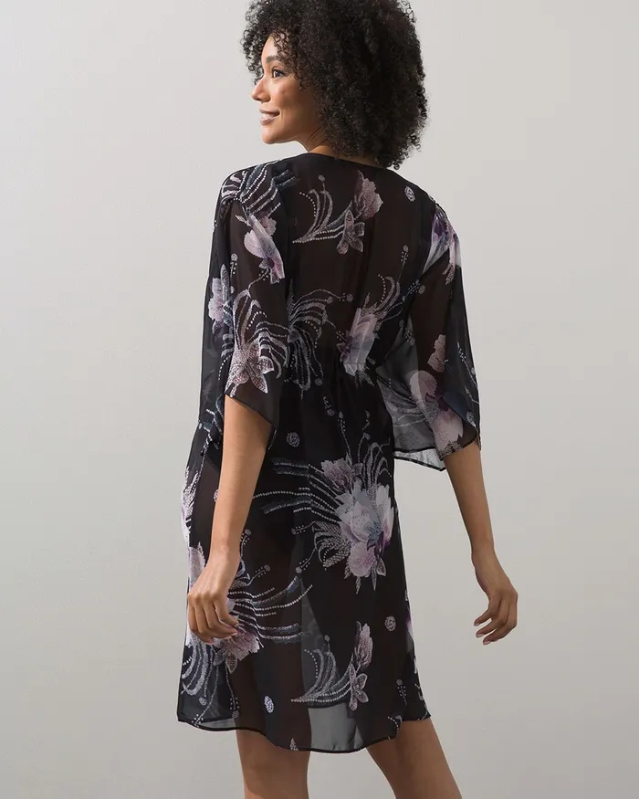 Chico039s Gottex Black Floral Coverup Black Women Swim