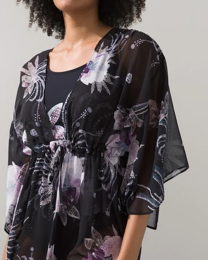 Chico039s Gottex Black Floral Coverup Black Women Swim