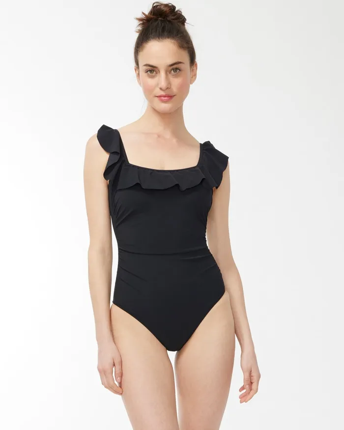 Chico039s Gottex Ruffle Swimsuit Black Women Swim