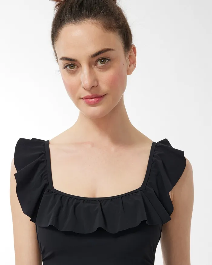 Chico039s Gottex Ruffle Swimsuit Black Women Swim