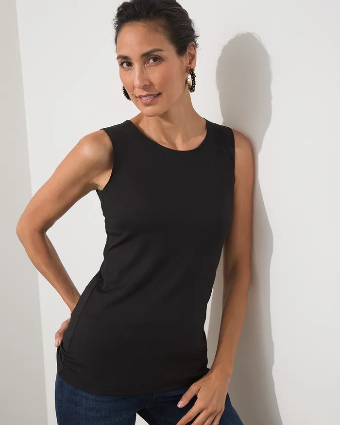 Chico039s High Neck Microfiber Tank Black Women Tops