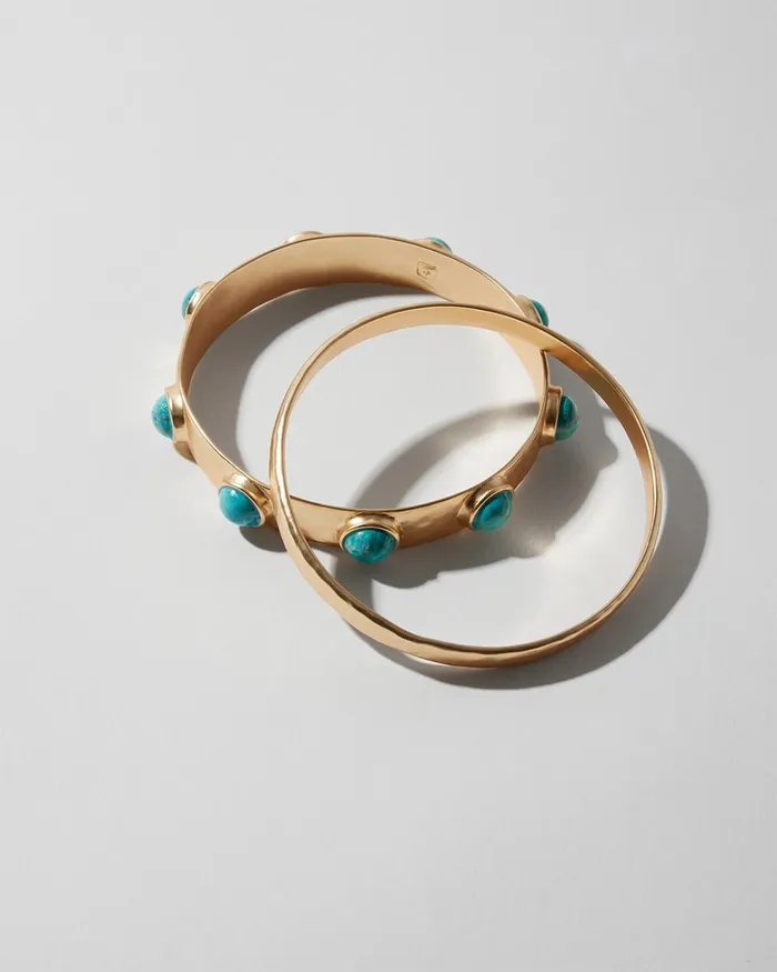 Chico039s Howlite Bangle Bracelet Set Multi Women Bracelets