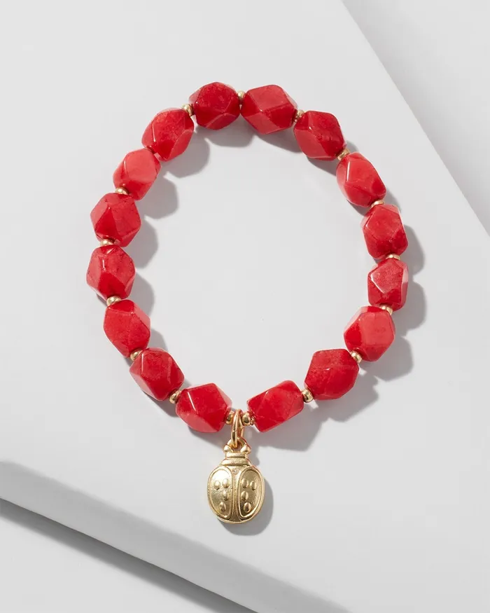 Chico039s Ladybug Drop Off Stretch Bracelet Red Women Bracelets