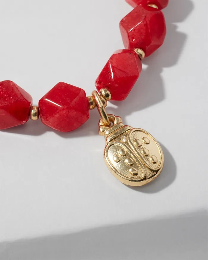 Chico039s Ladybug Drop Off Stretch Bracelet Red Women Bracelets