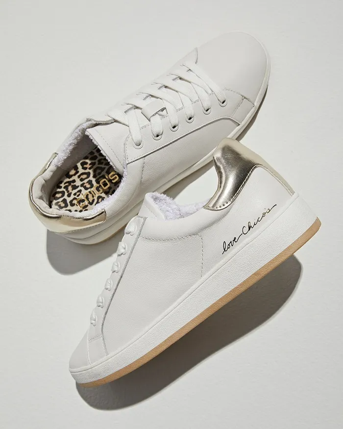Chico039s Leather Platform Sneakers White Women Shoes