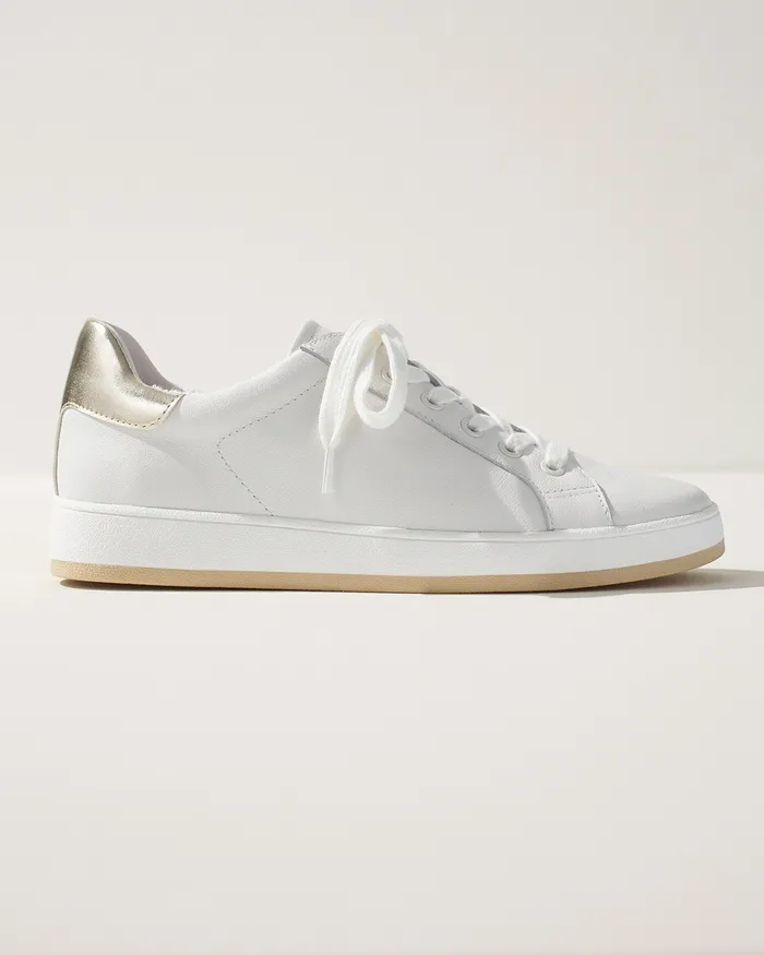 Chico039s Leather Platform Sneakers White Women Shoes
