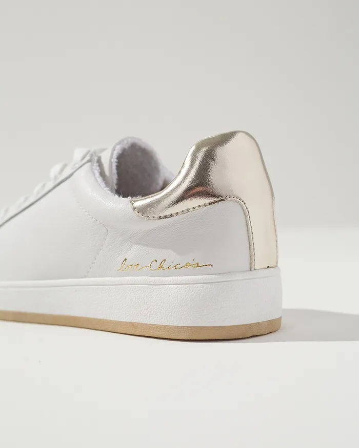 Chico039s Leather Platform Sneakers White Women Shoes