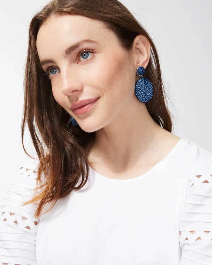 Chico039s Navy Drop Hoop Earrings NavyBlue Women Earrings