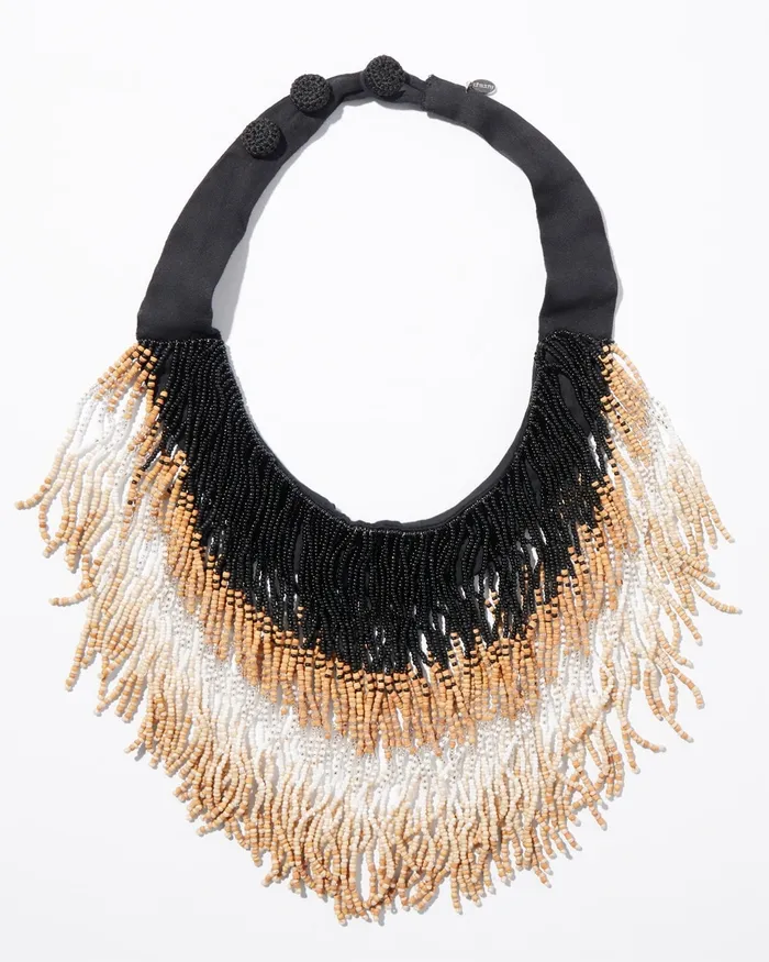 Chico039s Neutral Fringe Necklace Neutral Women Necklaces