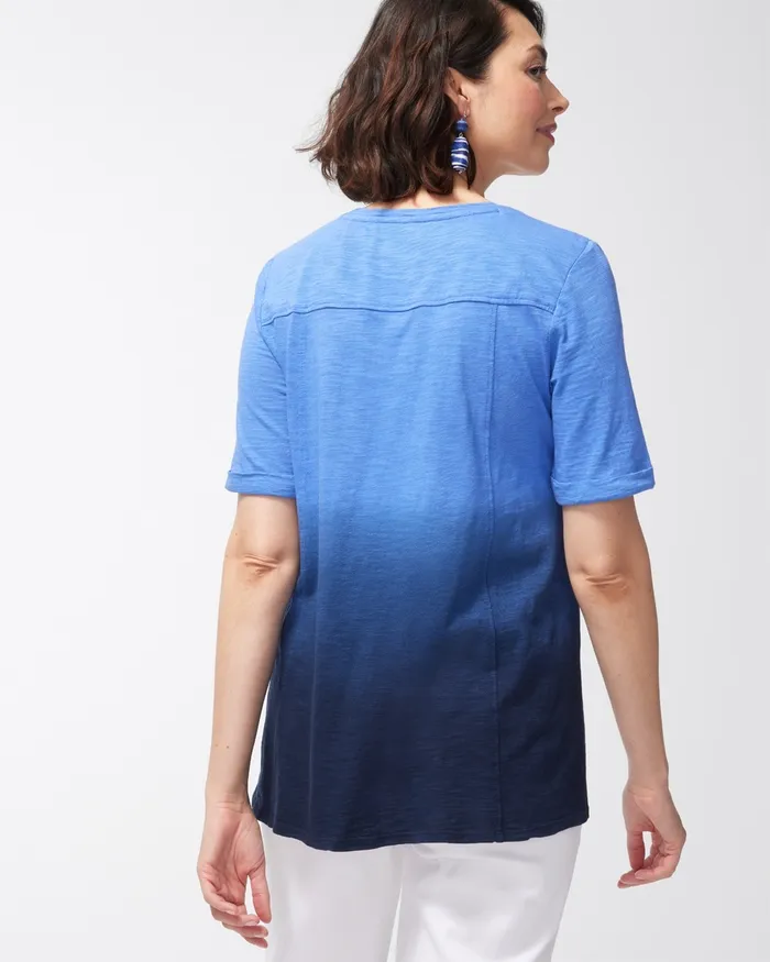 Chico039s Ombre Seamed Slub Tee Amparo Blue Women Tops