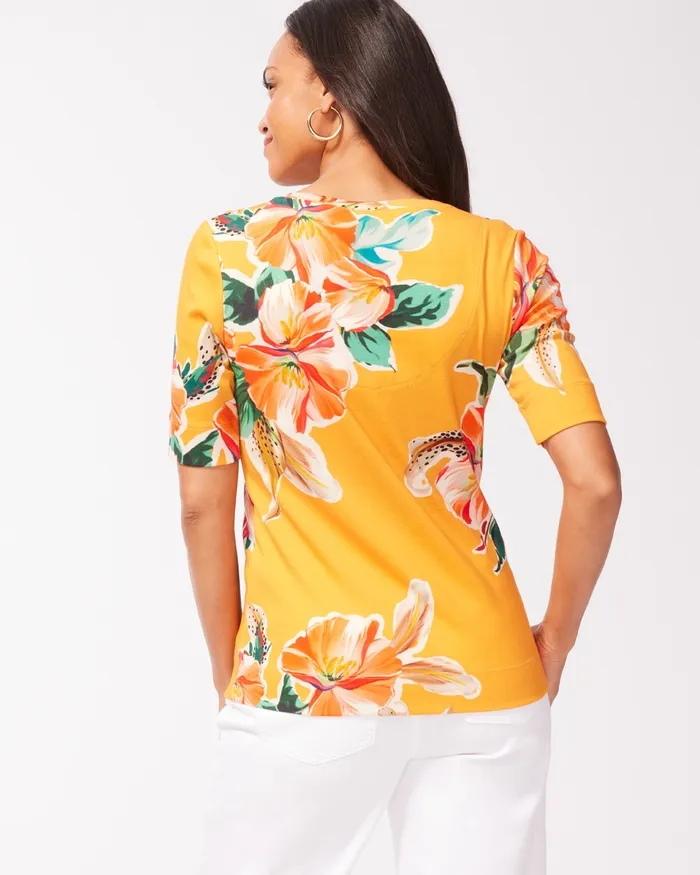 Chico039s Pima Lilies Everyday VNeck Tee Mango Ice Women Tops