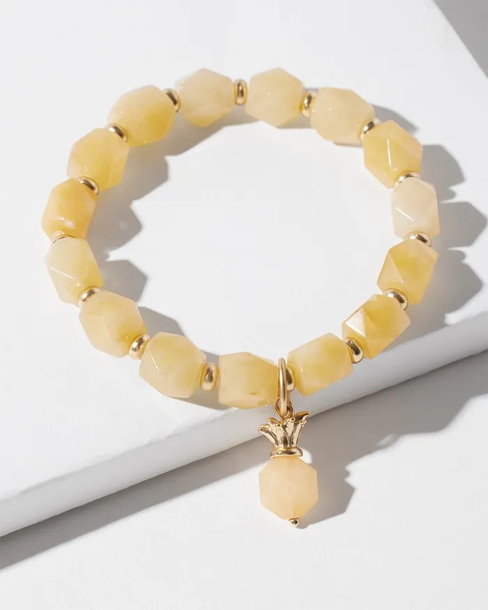 Chico039s Pineapple Drop Off Stretch Bracelet Yellow Women Bracelets