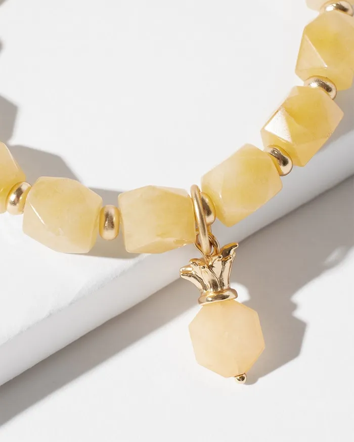 Chico039s Pineapple Drop Off Stretch Bracelet Yellow Women Bracelets