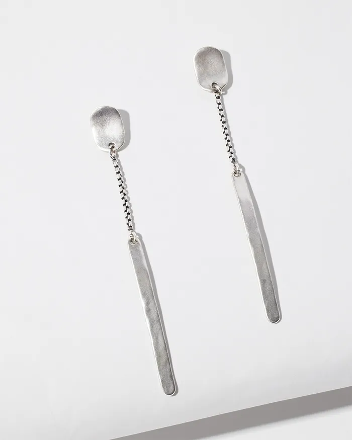 Chico039s Silver Tone Linear Earrings Silver Women Earrings