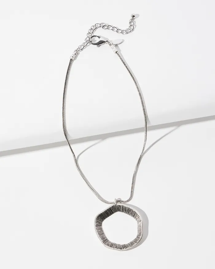 Chico039s Silver Tone Pendant Necklace Silver Women Necklaces