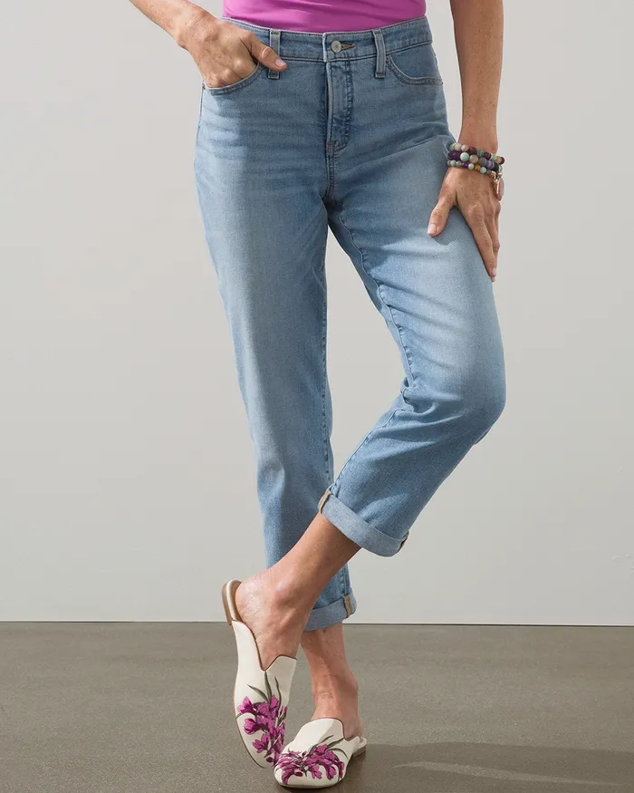 Chico039s So Slimming Girlfriend Crops Cerulean Indigo Women Jeans and Denim