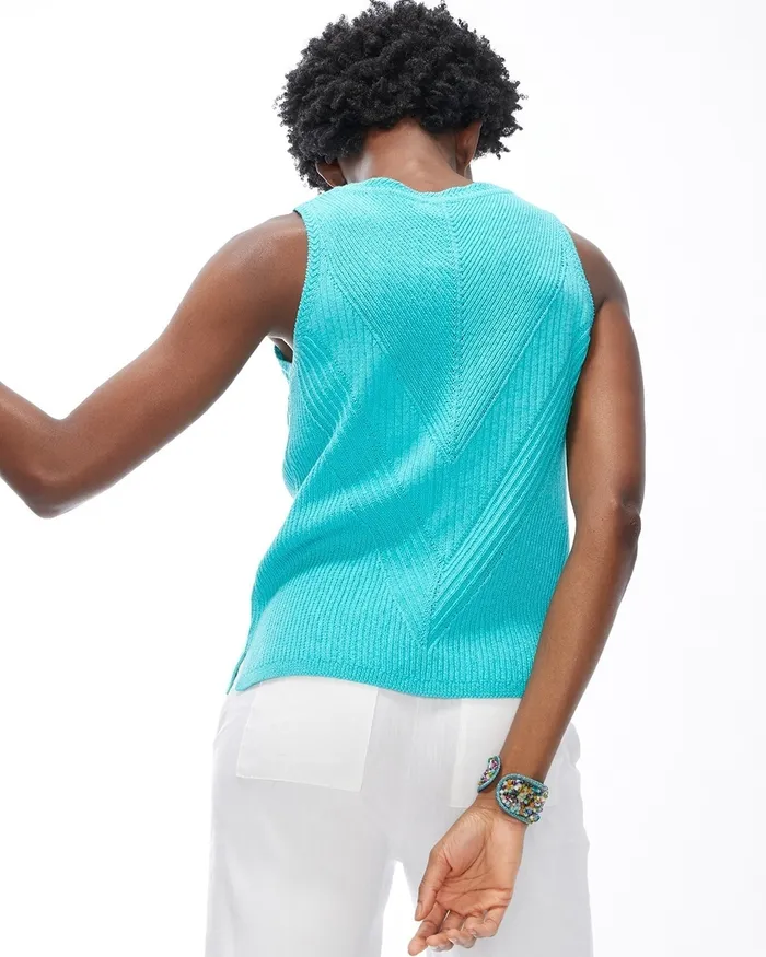 Chico039s Stitch Detail Tank Alabaster Women Sweaters