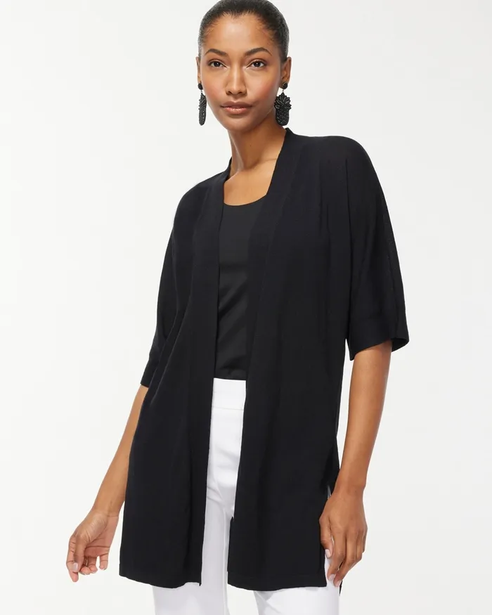 Chico039s Summer Romance Midi Cardigan Black Women Sweaters