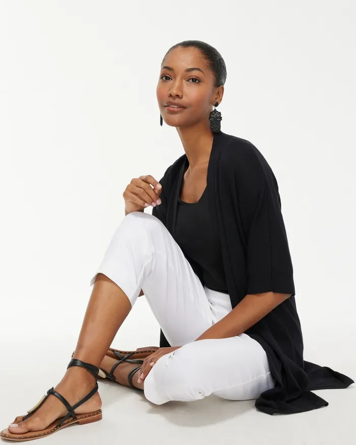 Chico039s Summer Romance Midi Cardigan Black Women Sweaters