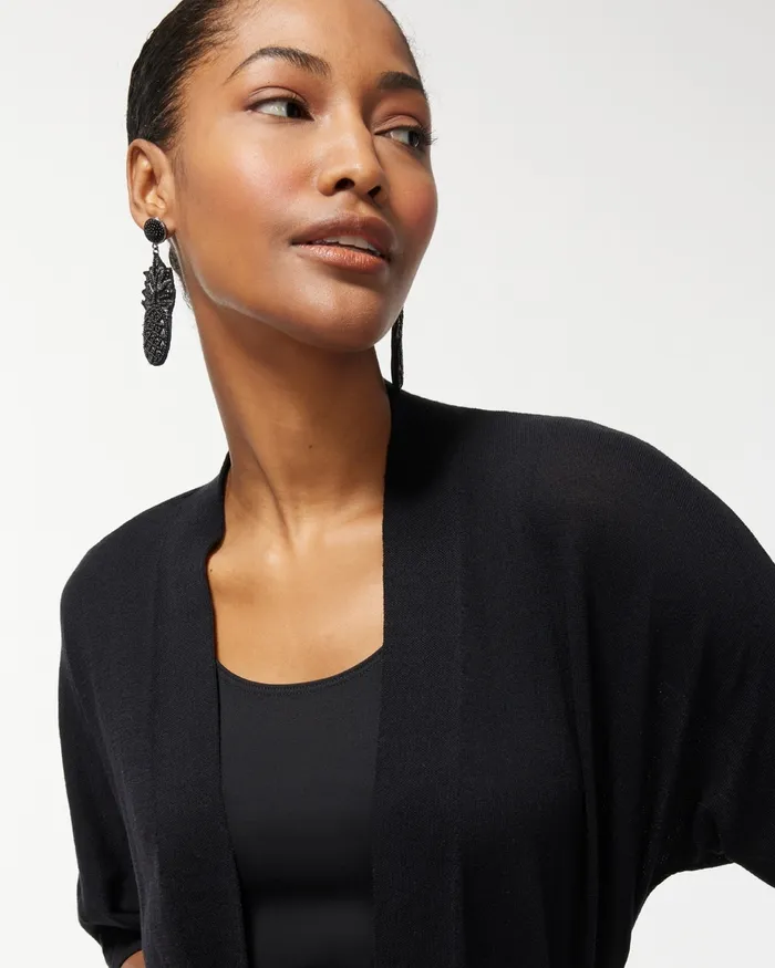 Chico039s Summer Romance Midi Cardigan Black Women Sweaters