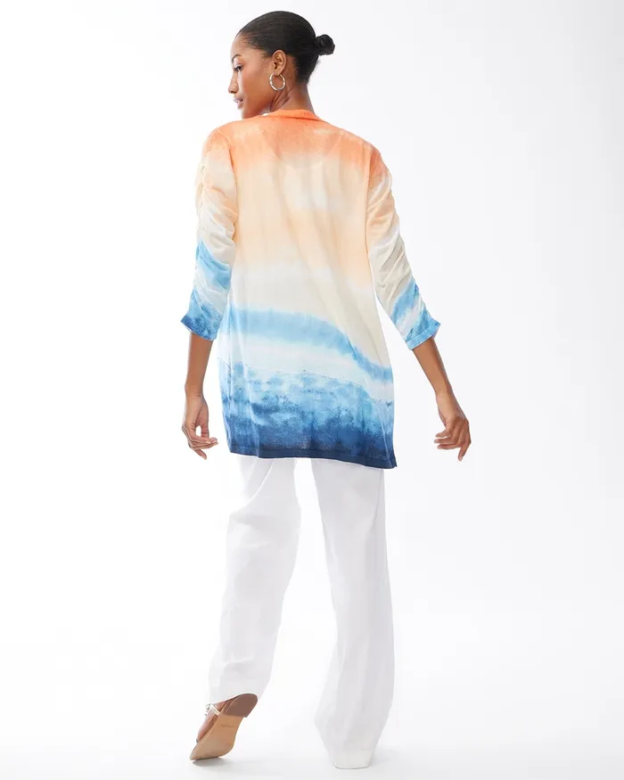 Chico039s Summer Romance TieDye Cardigan Classic Navy Women Sweaters