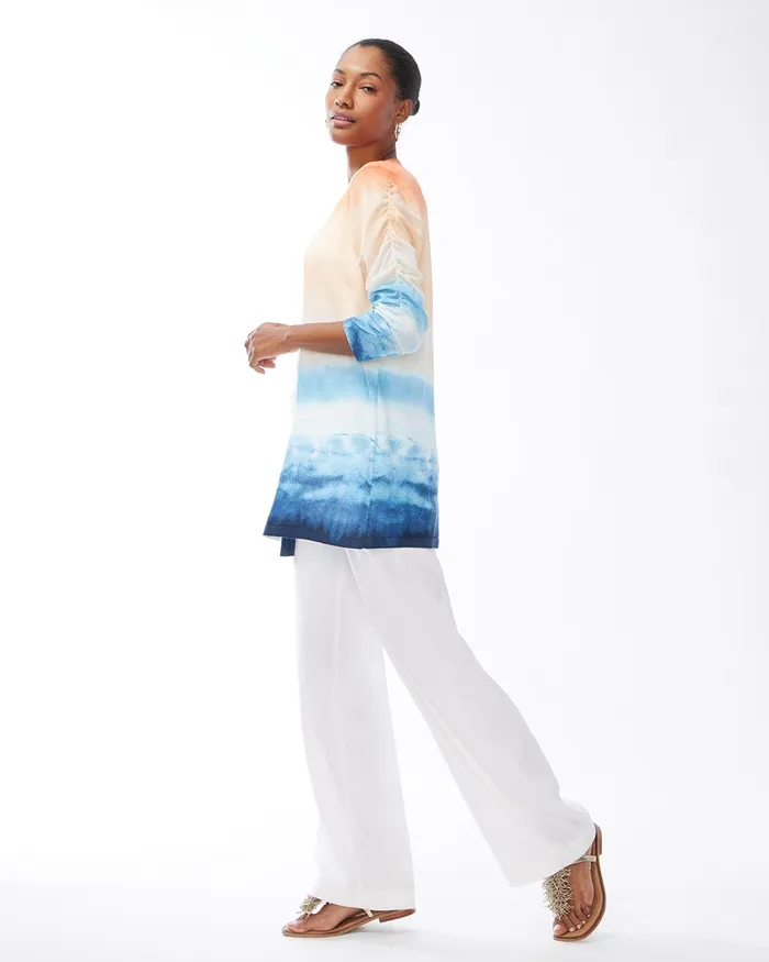 Chico039s Summer Romance TieDye Cardigan Classic Navy Women Sweaters