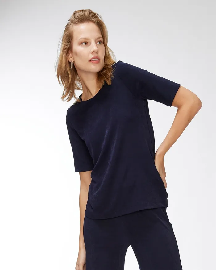 Chico039s Travelers Button Detail Top Travelers India Ink Women Tops