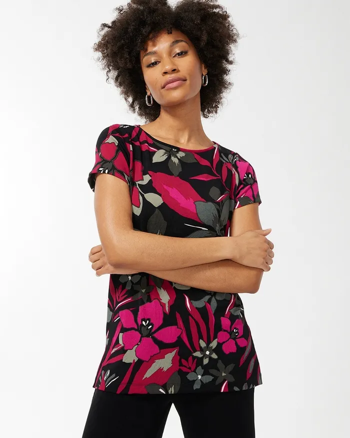 Chico039s Travelers Floral Tunic Botanic Berry Women Matching Sets