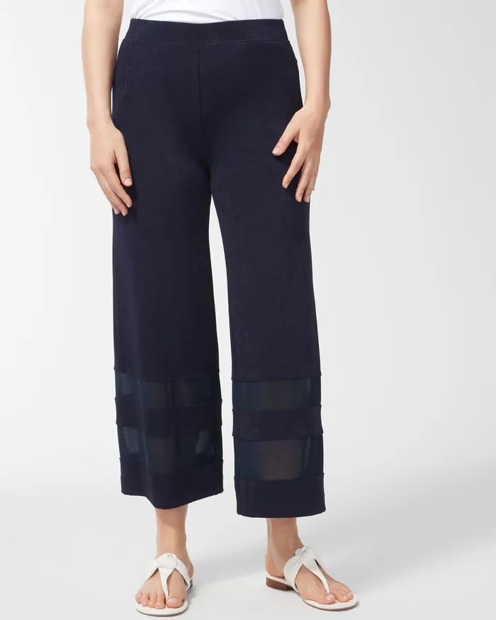 Chico039s Travelers Mesh Trim Crops Travelers India Ink Women Matching Sets