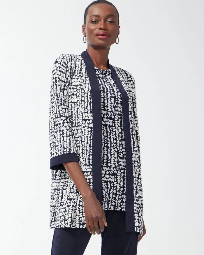 Chico039s Travelers Pebble Print Cardigan River Rock Women Jackets and Coats
