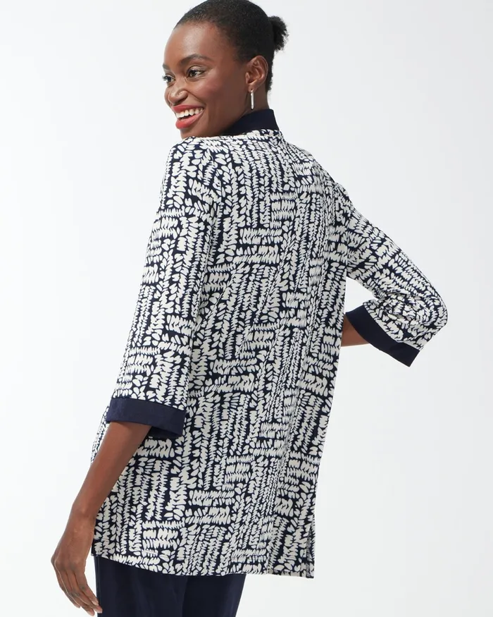 Chico039s Travelers Pebble Print Cardigan River Rock Women Jackets and Coats